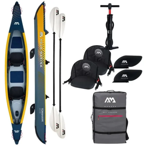 Kayak gonflable AQUA MARINA Tomahawk Air-K 440 - Jaune olive - 2 places