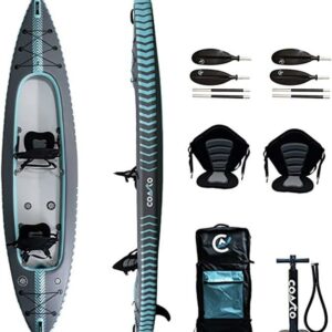 Kayak gonflable - COASTO - Capitole 2 places - Gris/Bleu - Débutant/Intermédiaire/Avancé - 250 kg