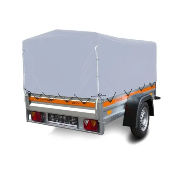 Remorque bâchée basculante - TEMA - 125 X 205 X H110 - Gris - Acier galvanisé - Remorque pour voiture – Image 3