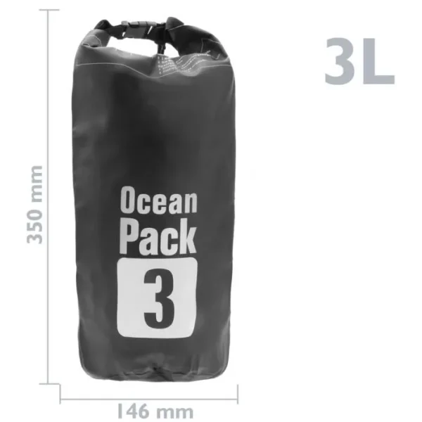 Sac étanche PRIMEMATIK - 3L - Noir - Camping nautique kayak pêche Rafting canoë kayak – Image 2