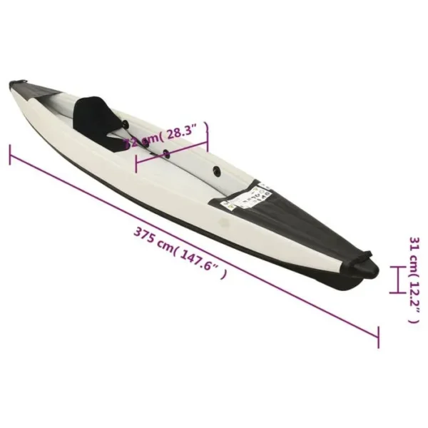 vidaXL Kayak gonflable noir 375x72x31 cm polyester 93435 – Image 4