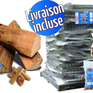 Bûches 25 cm, 3.78m³, 6.30 stères + 16 sacs bois d’allumage